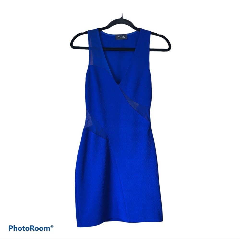 ASTR Bodycon Mesh Cutout Dress Blue size Small